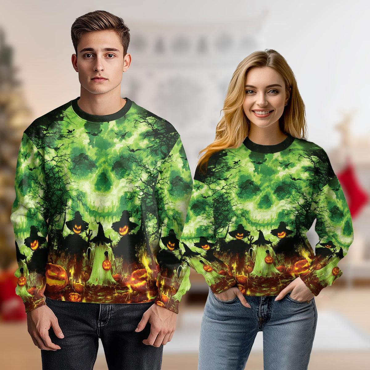 Halloween Pumpkin Scarecrow Sweatshirt – Colorful Graphic 3D All Over Print Design