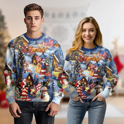 Patriotic Santa Christmas Sweatshirt – Christmas 3D All Over Print Design