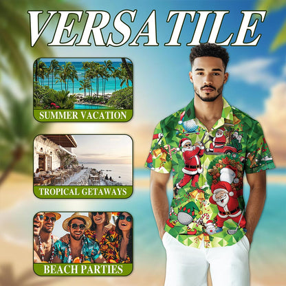 Santa Claus Christmas Hawaiian Shirt for Men, Button Down Aloha Shirt - Azhawaiian