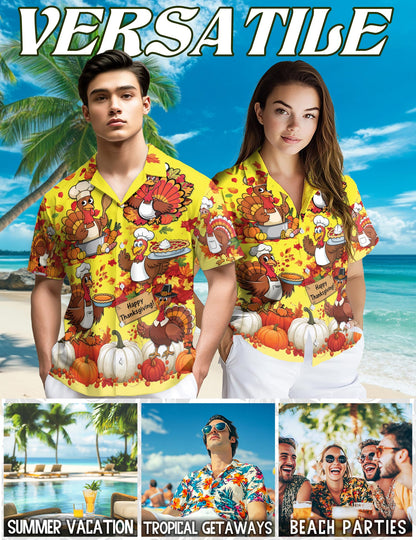 Happy Thanksgiving Hawaiian Shirt for Men, Button Down Aloha Shirt - Azhawaiian