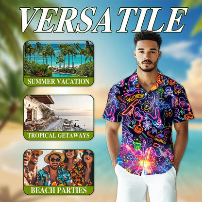 Neon Hawaiian Shirt for Men, Button Down Aloha Shirt - Azhawaiian