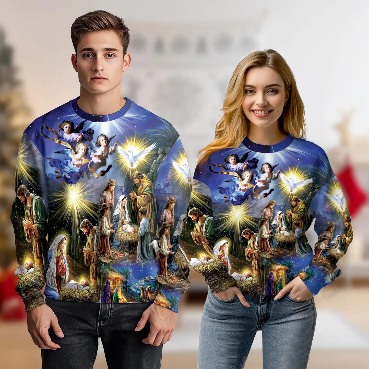 Jesus Birth Christmas Sweatshirt – Christmas 3D All Over Print Design