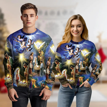 Jesus Birth Christmas Sweatshirt – Christmas 3D All Over Print Design