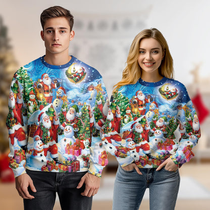 Santa Clause in Snow Sweatshirt – Christmas 3D All Over Print Design
