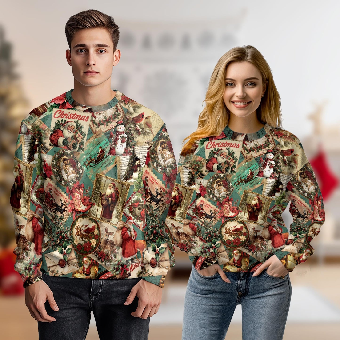Vintage Christmas Santa Clause Sweatshirt – Christmas Vintage 3D All Over Print Design
