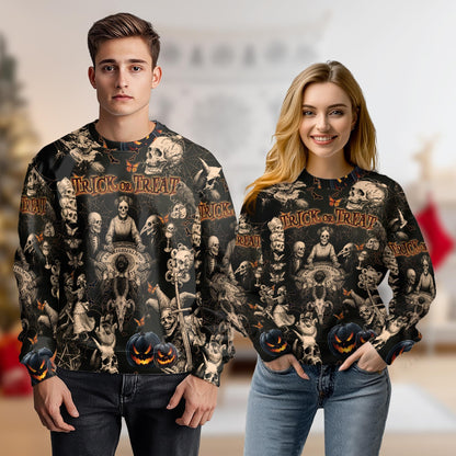 Halloween Skeleton Sweatshirt – Colorful Graphic 3D All Over Print Design