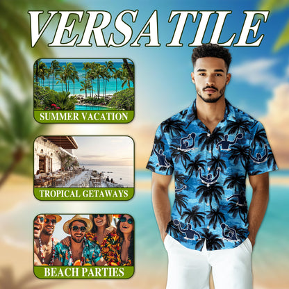 Water Polo Coconut Tree Hawaiian Shirt for Men, Button Down Aloha Shirt - Azhawaiian