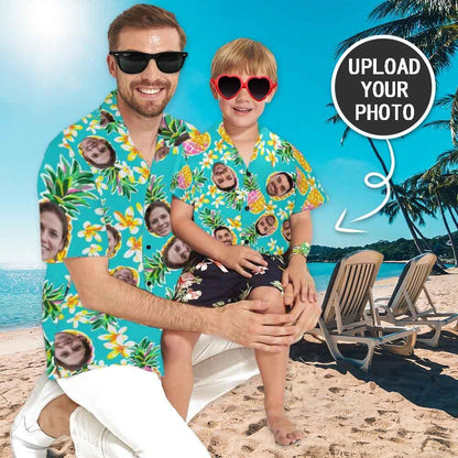 Personalised Christmas Shirts Australia Custom Face Flower Men's All Over The Print Pineapple Hawaiian Shirt