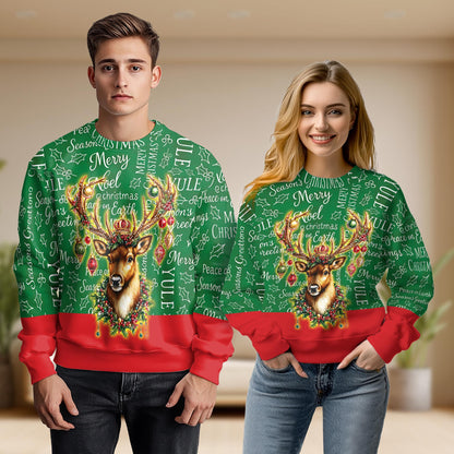 Christmas Reindeer Ornaments Unisex Sweatshirt – Christmas 3D All Over Print Design