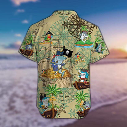 Amazing Pirate Shark Unisex Hawaiian Aloha Shirts #8521H