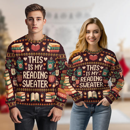 Retro Ugly Christmas Book Coffee Sweatshirt – Christmas 3D All Over Print Design