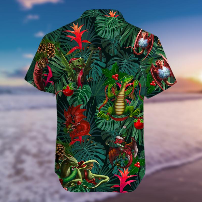 Hawaiian Aloha Shirts Christmas Dragon