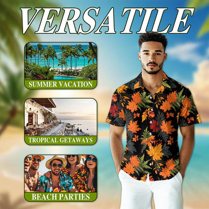 Happy Thanksgiving Hawaiian Shirt for Men, Button Down Aloha Shirt - Azhawaiian