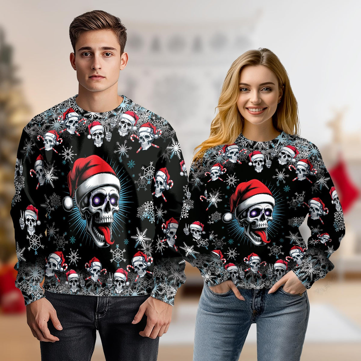Christmas Santa Skull Sweatshirt – Christmas 3D All Over Print Design