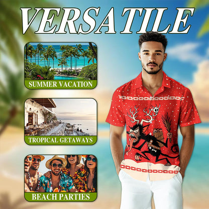 Krampus Christmas Hawaiian Shirt for Men, Button Down Aloha Shirt - Azhawaiian