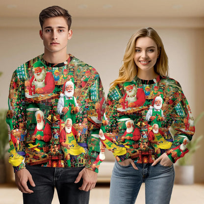Vintage Santa Claus Factory Sweatshirt – Christmas Vintage 3D All Over Print Design