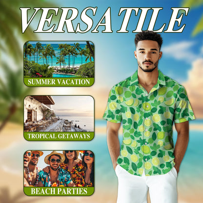 Lemon Pattern Hawaiian Shirt for Men, Button Down Aloha Shirt - Azhawaiian
