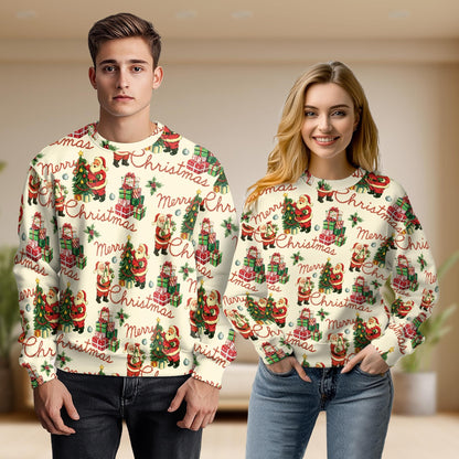 Retro Merry Christmas Santa Unisex Sweatshirt – Christmas 3D All Over Print Design