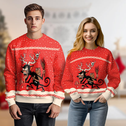 Merry Krampus Christmas Sweatshirt – Christmas 3D All Over Print Design