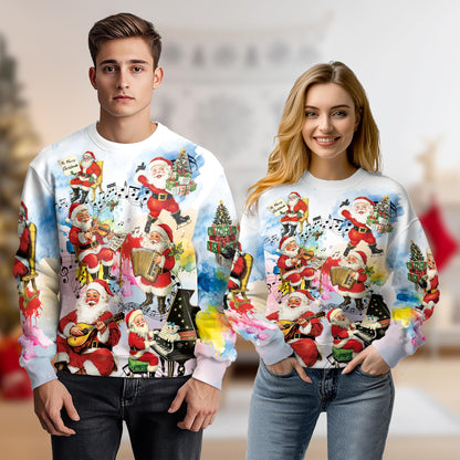 Christmas Music Santa Sweatshirt – Christmas 3D All Over Print Design