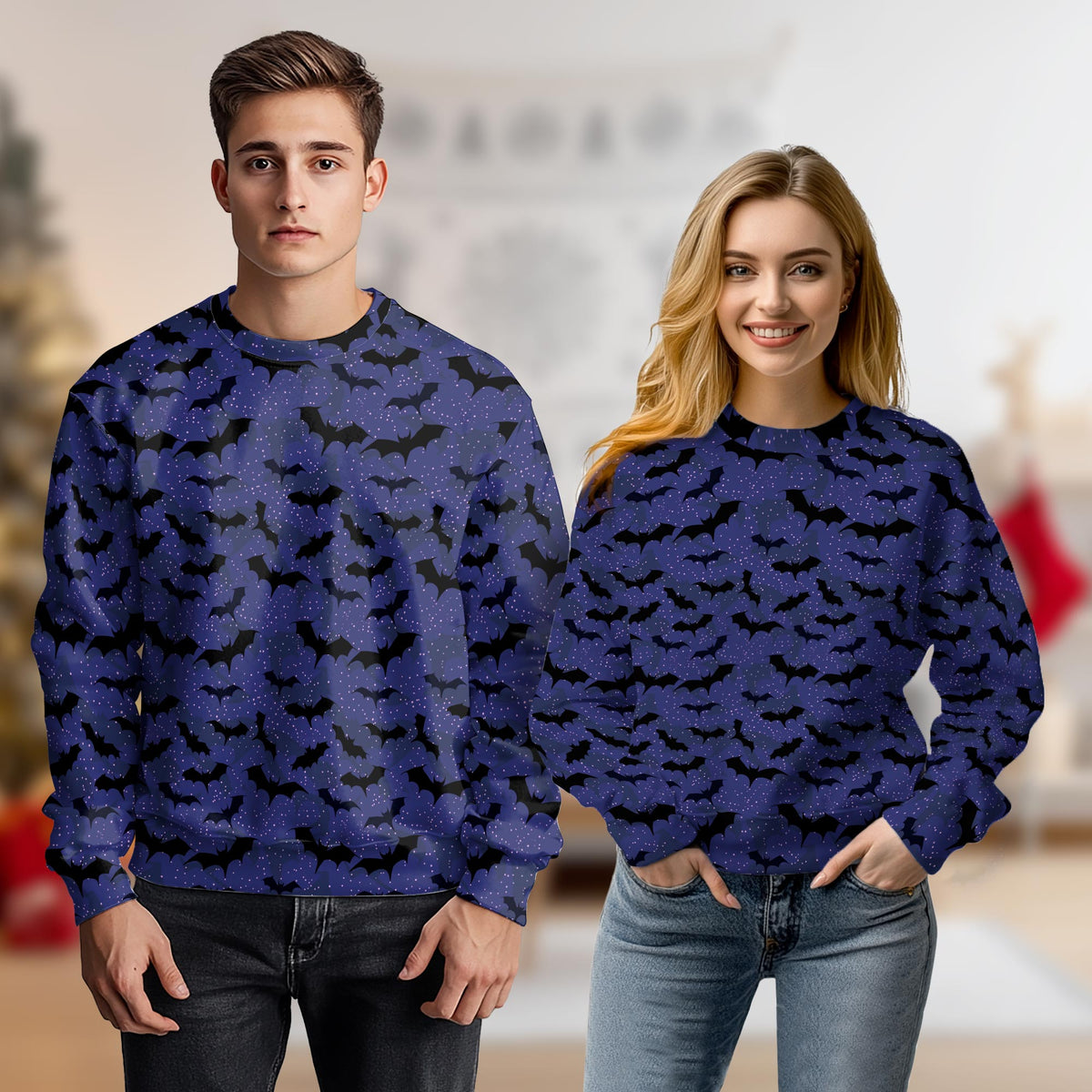 Halloween Bat Pattern Sweatshirt – Colorful Graphic 3D All Over Print Design