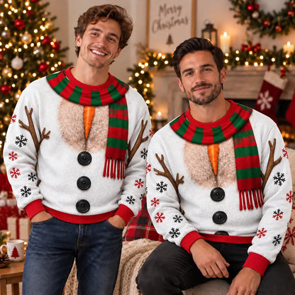 Hairy Chest Snowman Sweatshirt – Funny Christmas Snowman Graphic 3D All Over Print Design