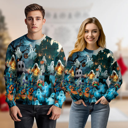Halloween Ghost Sweatshirt – Colorful Graphic 3D All Over Print Design