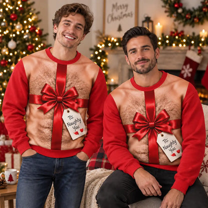 Hairy Chest Christmas Gift Sweatshirt – Funny Naughty Santa Graphic 3D All Over Print Design
