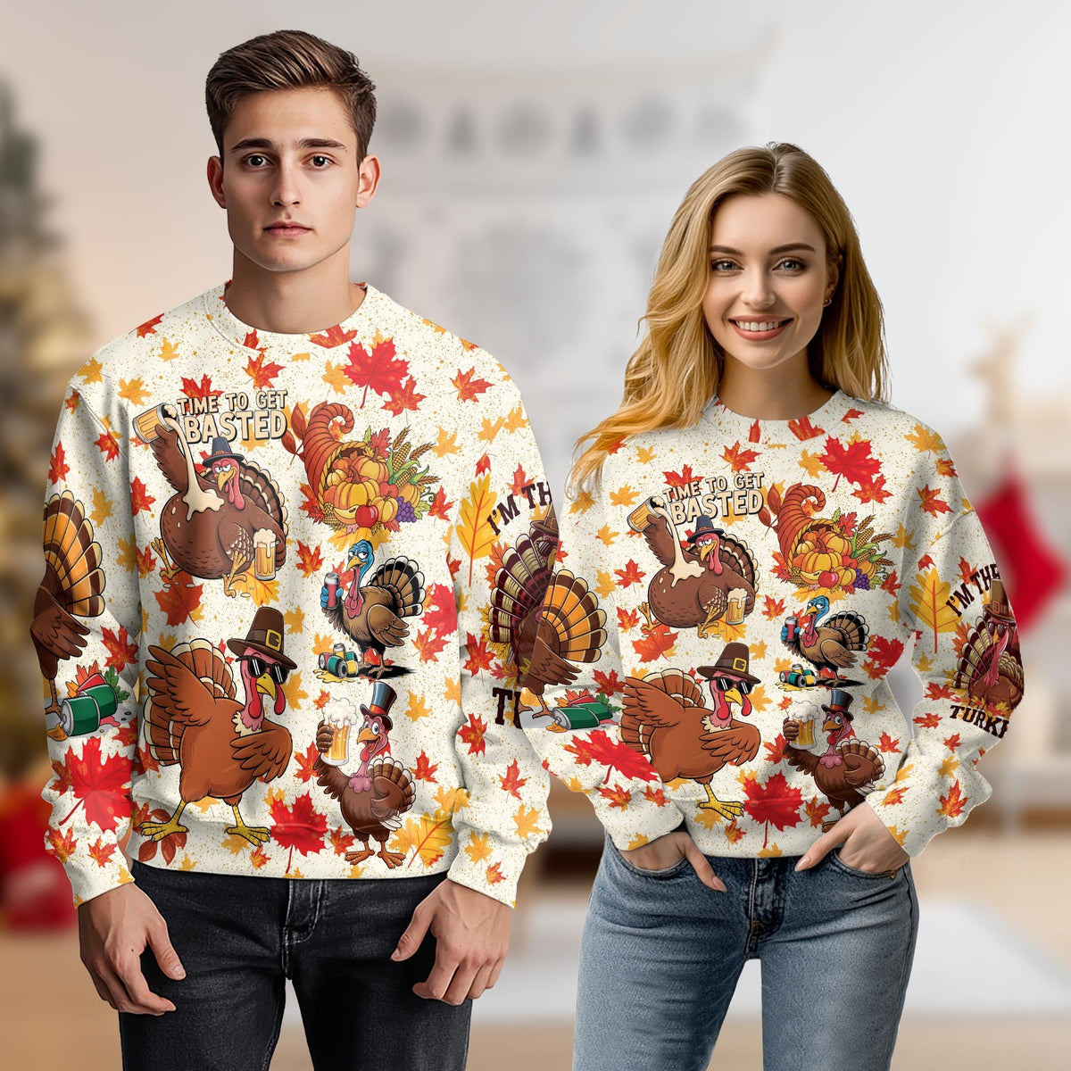Thanksgiving Turkey Sweatshirt – Colorful Graphic 3D All Over Print Design