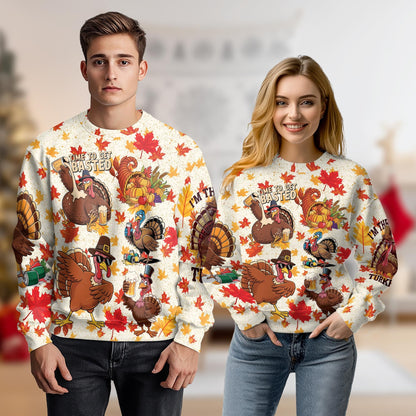 Thanksgiving Turkey Sweatshirt – Colorful Graphic 3D All Over Print Design