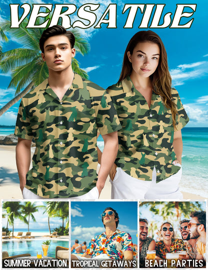 Dog Camo Hawaiian Shirt for Men, Button Down Aloha Shirt - Azhawaiian