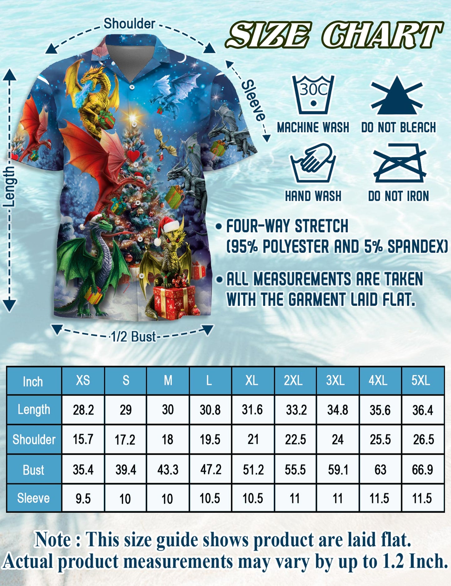 Christmas Dragons Hawaiian Shirt for Men, Button Down Aloha Shirt - Azhawaiian