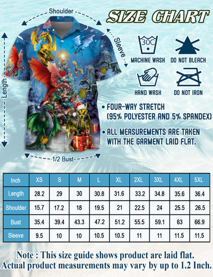 Christmas Dragons Hawaiian Shirt for Men, Button Down Aloha Shirt - Azhawaiian