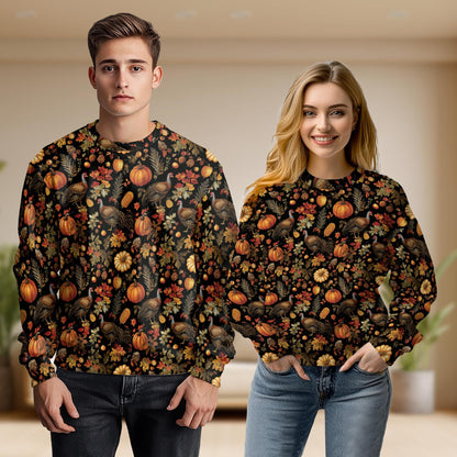Thanksgiving Turkey Pumpkin Unisex Sweatshirt – Colorful Graphic 3D All Over Print Design