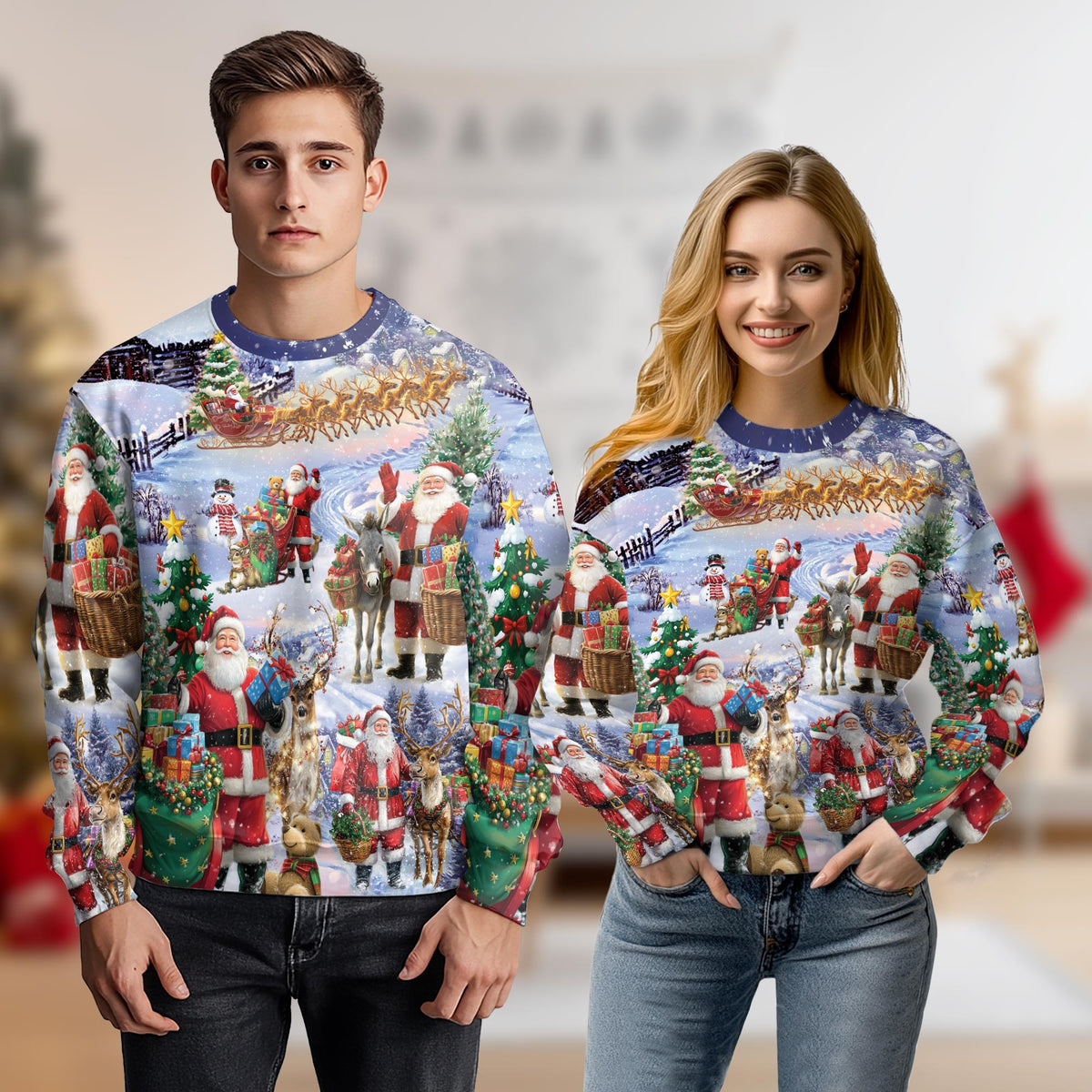 Santa Claus Christmas Sweatshirt – Christmas 3D All Over Print Design