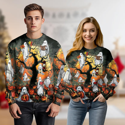 Halloween Ghost Pumpkin Sweatshirt – Colorful Graphic 3D All Over Print Design