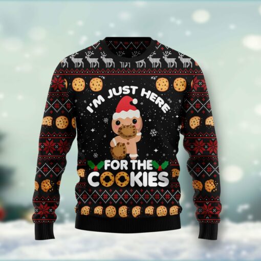 Just Here For The Cookies Ugly Christmas Sweater 