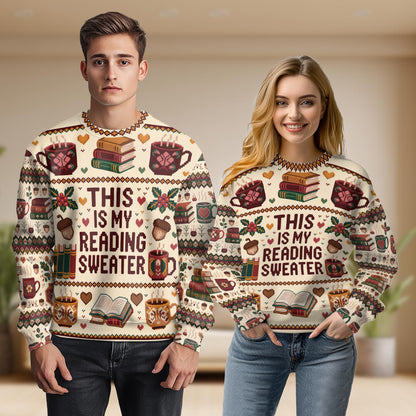 Ugly Christmas Book Coffee Unisex Sweatshirt – Christmas 3D All Over Print Design