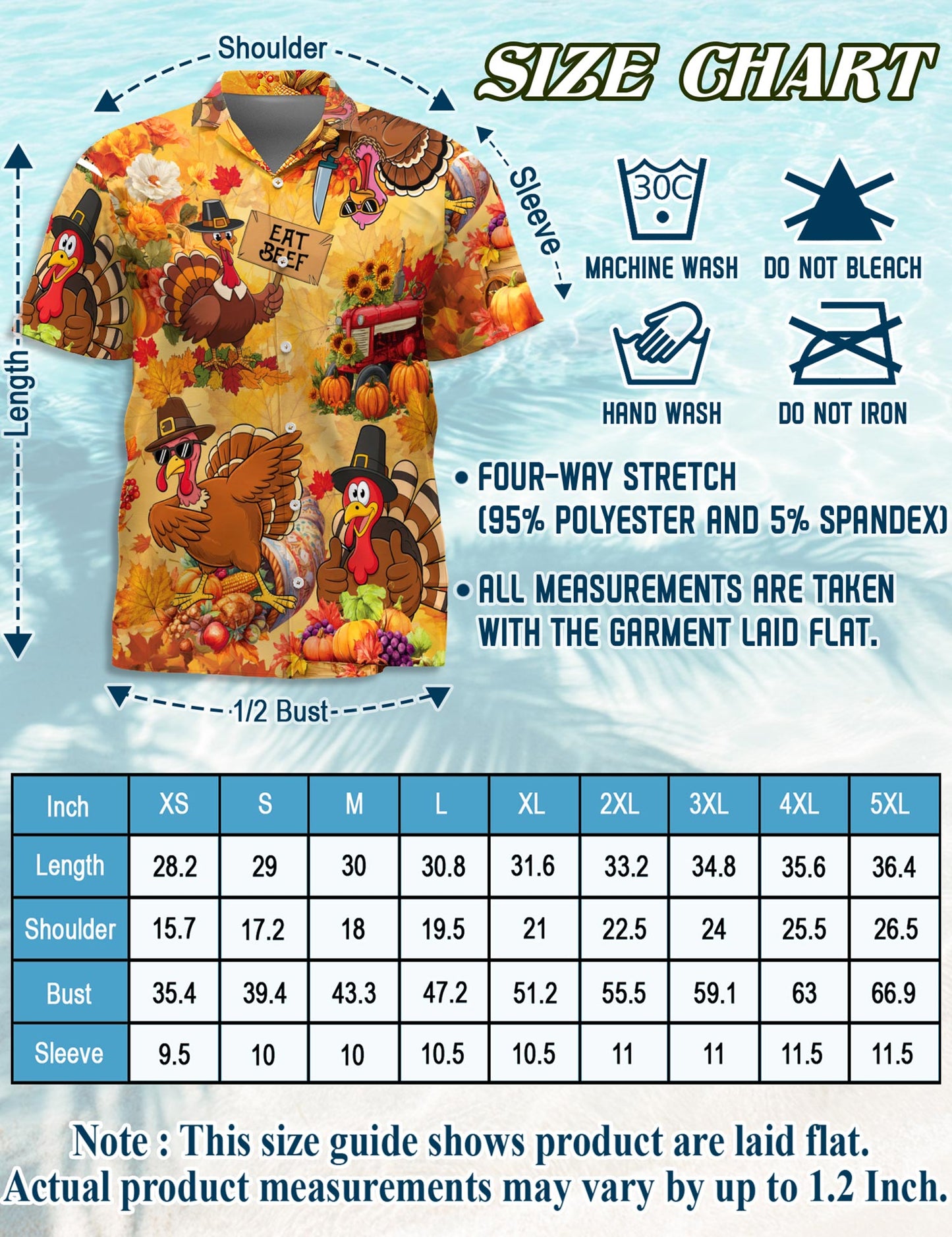 Funny Thanksgiving Turkey Hawaiian Shirt for Men, Button Down Aloha Shirt - Azhawaiian