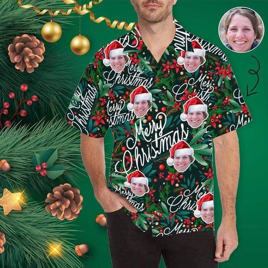 Custom Face Christmas Men's All Over The Print Hawaiian Shirt