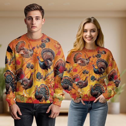 Thanksgiving Turkey Wishbone Unisex Sweatshirt – Colorful Graphic 3D All Over Print Design