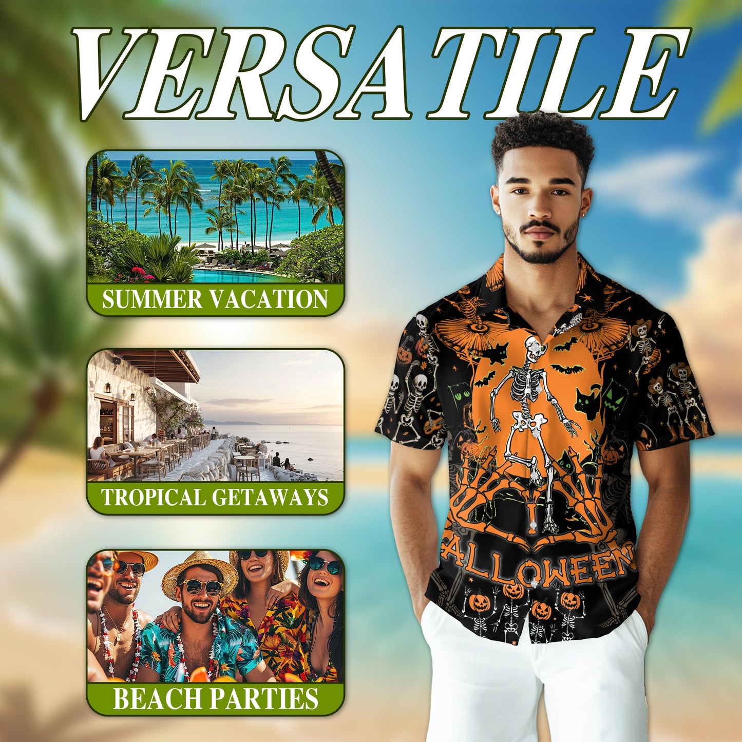 Dancing Ghost Halloween Hawaiian Shirt for Men, Button Down Aloha Shirt - Azhawaiian