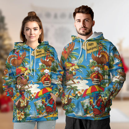 Turkey Happy Thanksgiving All Over Print Hoodie, Graphic Design Funny Turkey