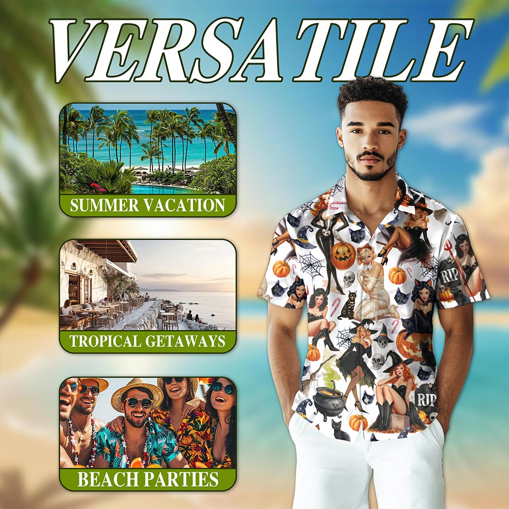 Pinup Girls Hawaiian Shirt for Men, Button Down Aloha Shirt - Azhawaiian