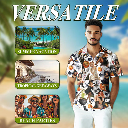 Pinup Girls Hawaiian Shirt for Men, Button Down Aloha Shirt - Azhawaiian