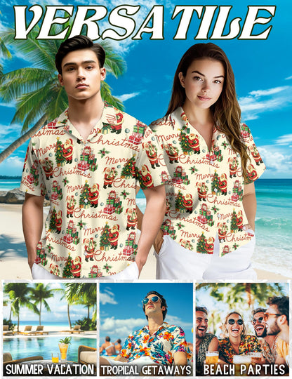 Santa Claus Hawaiian Shirt for Men, Button Down Aloha Shirt - Azhawaiian