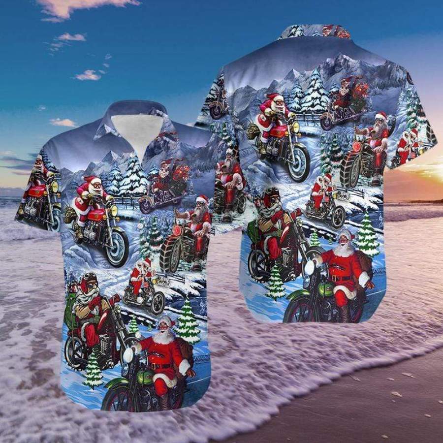 Hawaiian Aloha Shirts Christmas Driving With Santa Claus #DH