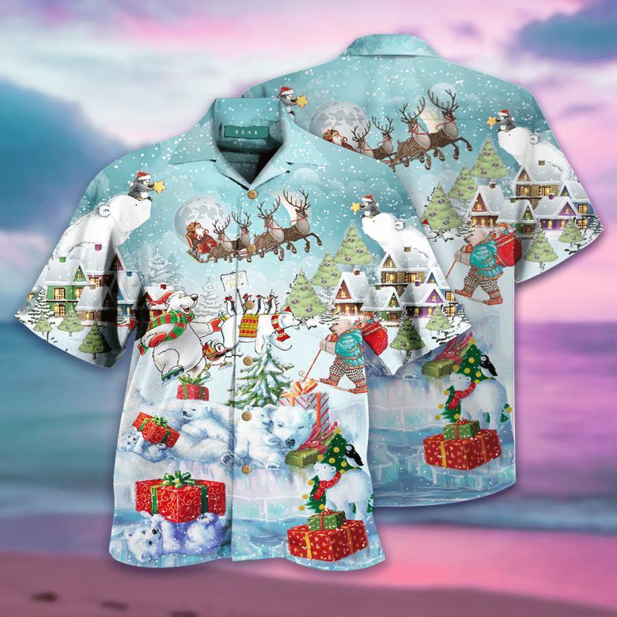 Hawaiian Aloha Shirts Daddy Bear Christmas