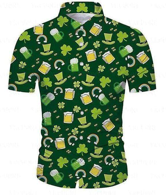 Irish Pride Happy St. Patrick's Day Celtic Symbols Hawaiian Aloha Shirts #DH