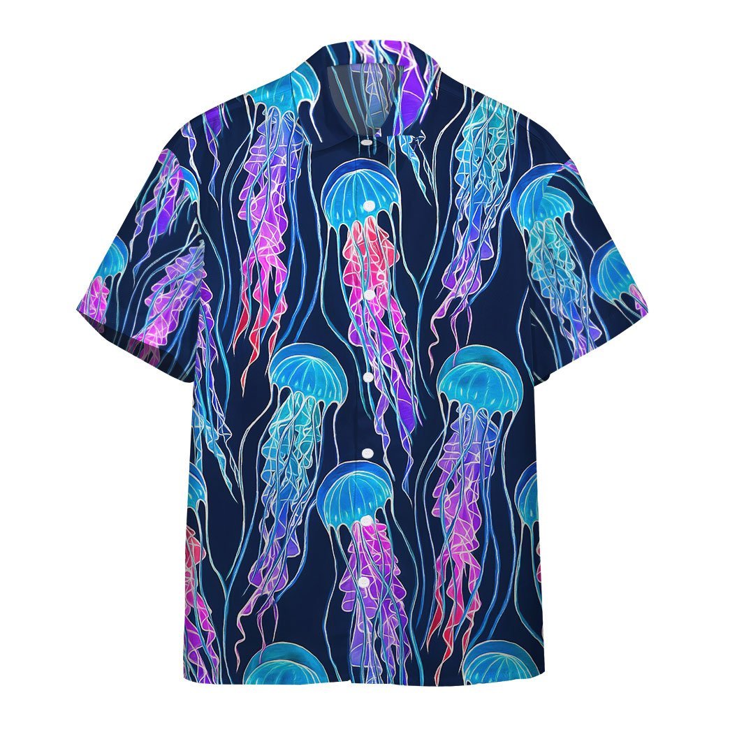    3D Luminescent Rainbow Jellyfish Gum Custom Hawaii Shirt